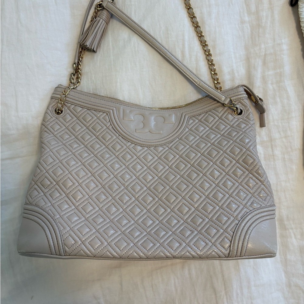 Tory Burch Beige Fleming Convertible Bag